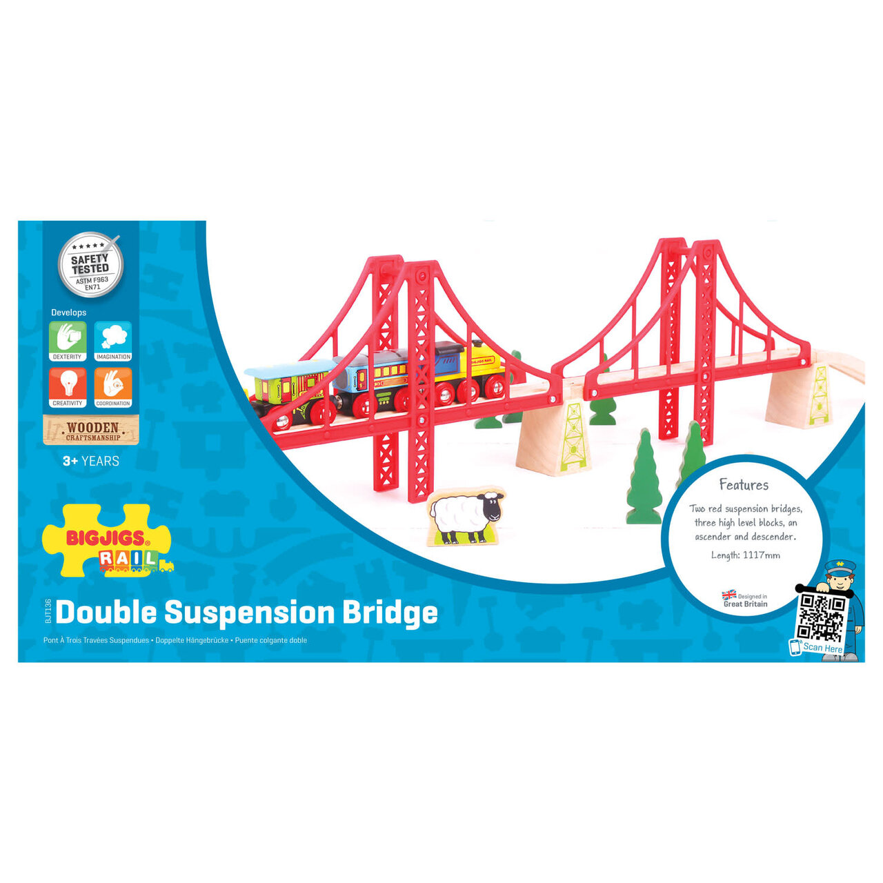 Bigjigs Rail - Dubbele Hangbrug / Double Suspension Bridge | Speel je Wijs