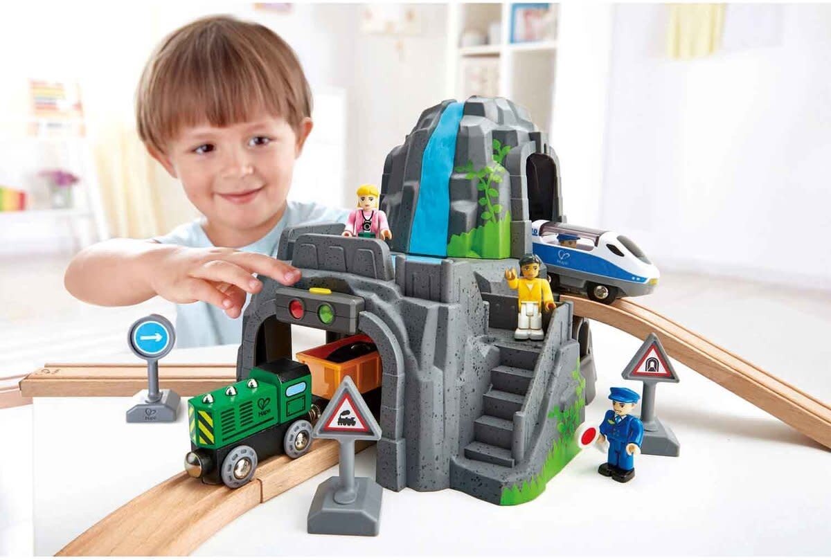 Hape Light & Sound Mountain Tunnel Set – Houten Treinbaan | Speel je Wijs