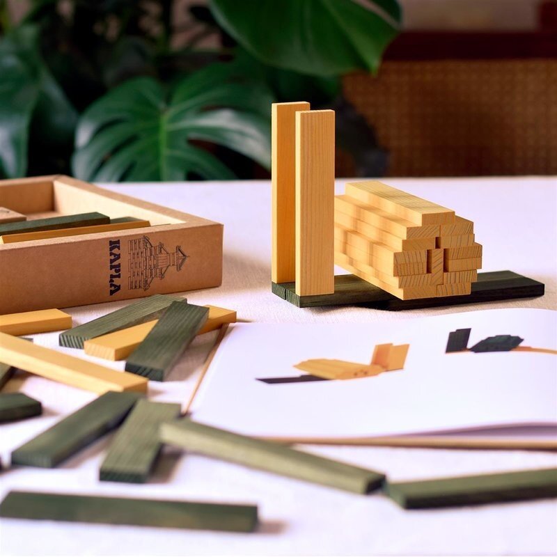 Kapla Set - 40 Plankjes Geel - Groen &amp; Instructieboek | Speel je Wijs