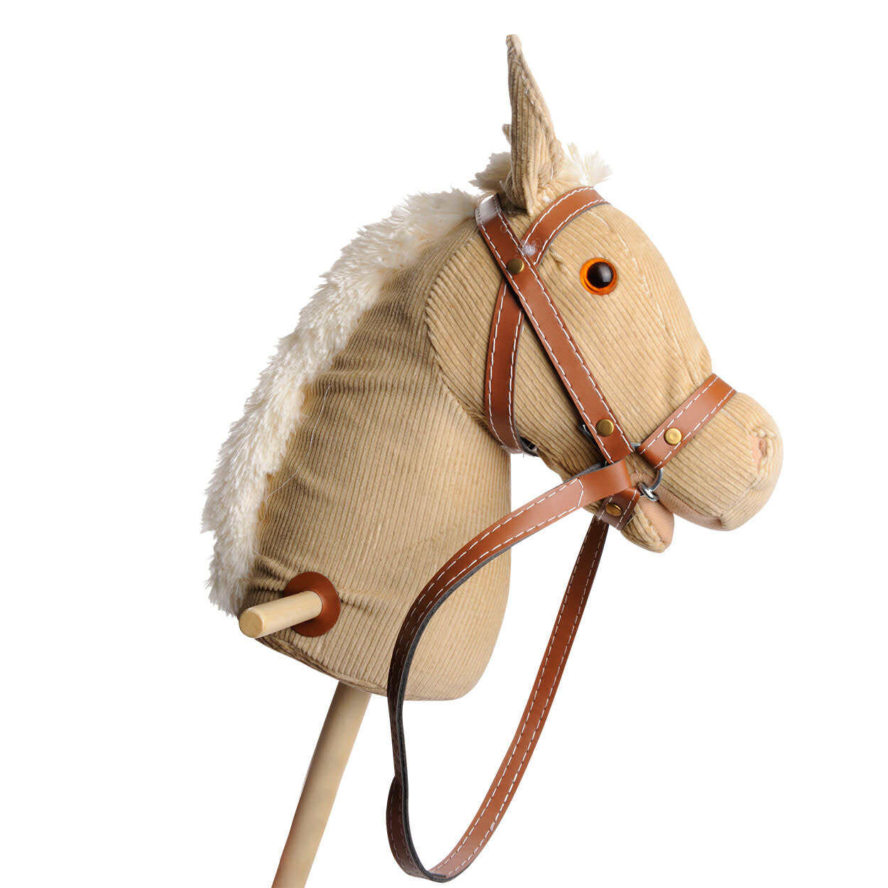 Playwood | Houten Stokpaard met Geluid ~ Beige Rib | Speel je Wijs