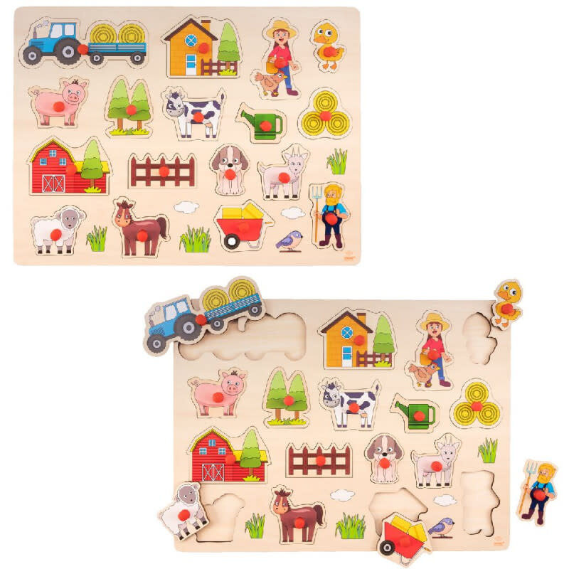 Engelhart Houten Knoppenpuzzel Boerderij groot 2+ | Speel je Wijs