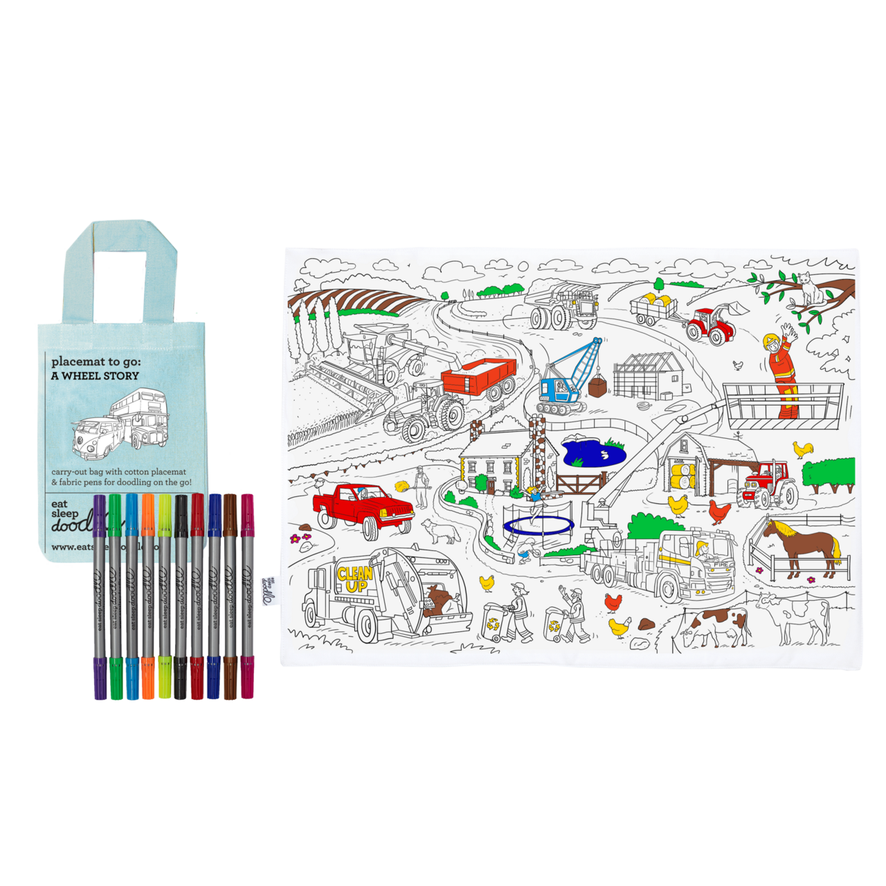 Eat Sleep Doodle Placemat To Go - Dinosaurus
