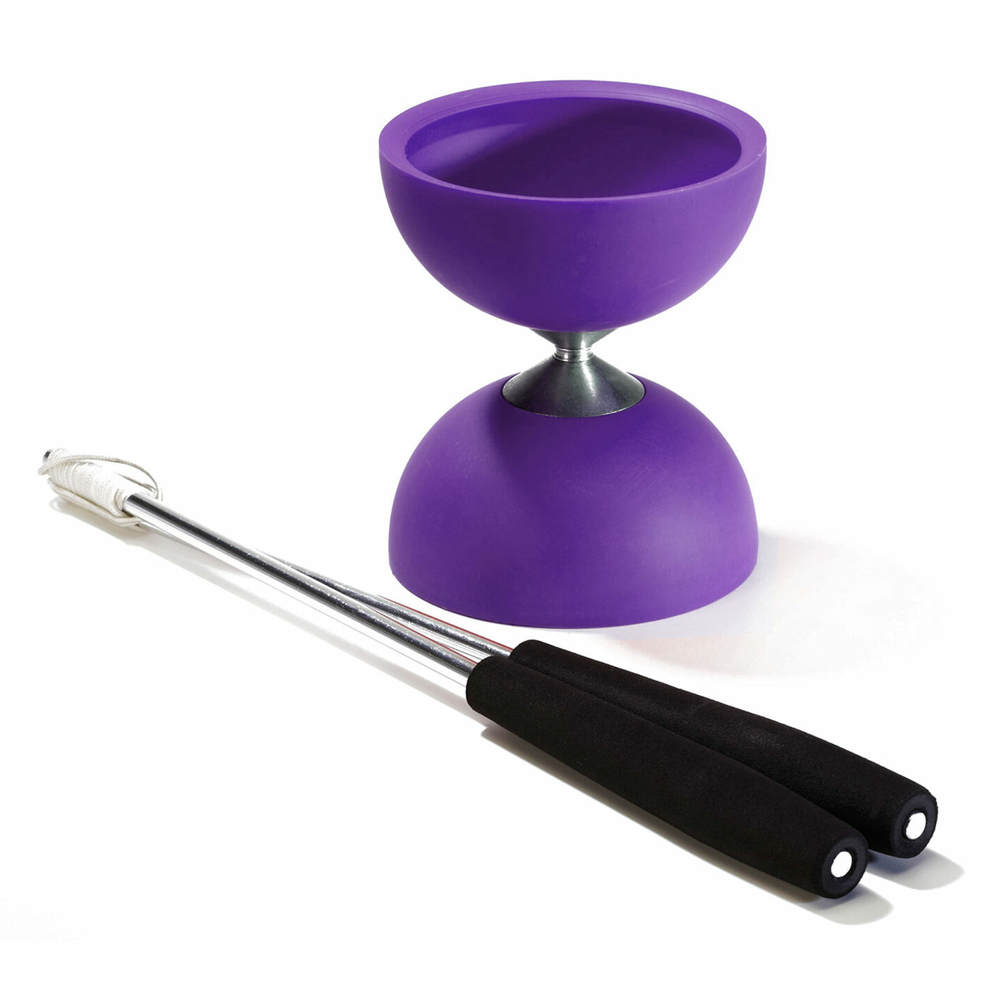 Rubber Diabolo met Aluminium Stokken - Paars | Speel je Wijs