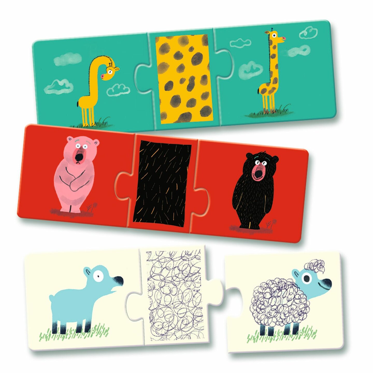 Djeco Puzzel Trio - Naakte Dieren 3+ | Speel je Wijs