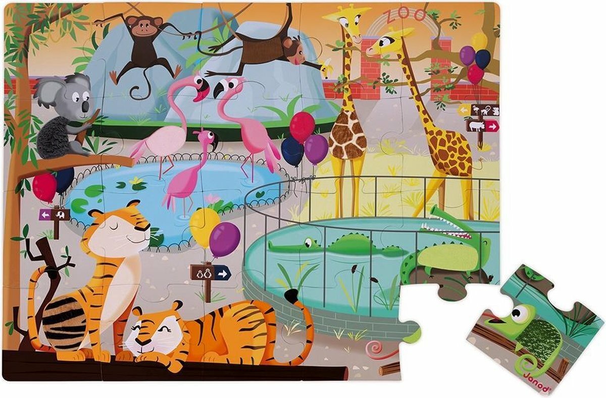 Janod Voelpuzzel | Een Dag in de Dierentuin 2+ | Speel je Wijs