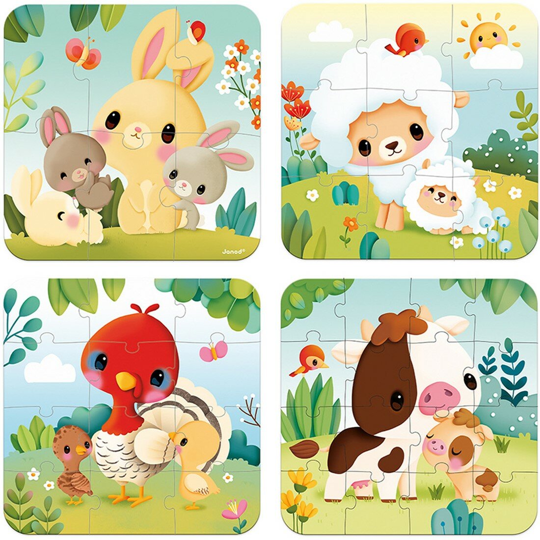 Janod Puzzel 4 puzzels Boerderij 2+ | Speel je wijs