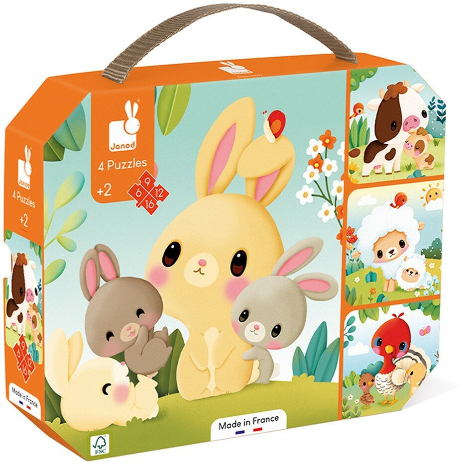 Janod Puzzel 4 puzzels Boerderij 2+ | Speel je wijs