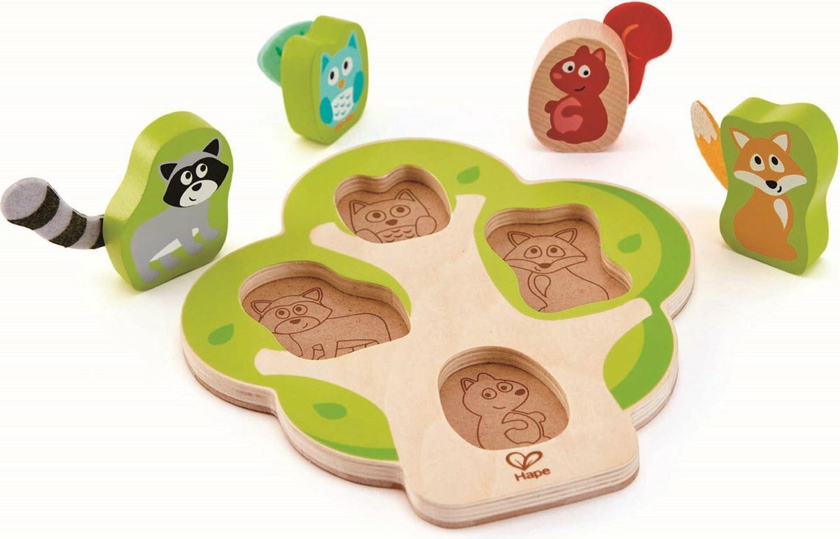 Hape - Vormenpuzzel Wie zit er in de boom? 1+ | Speel je Wijs