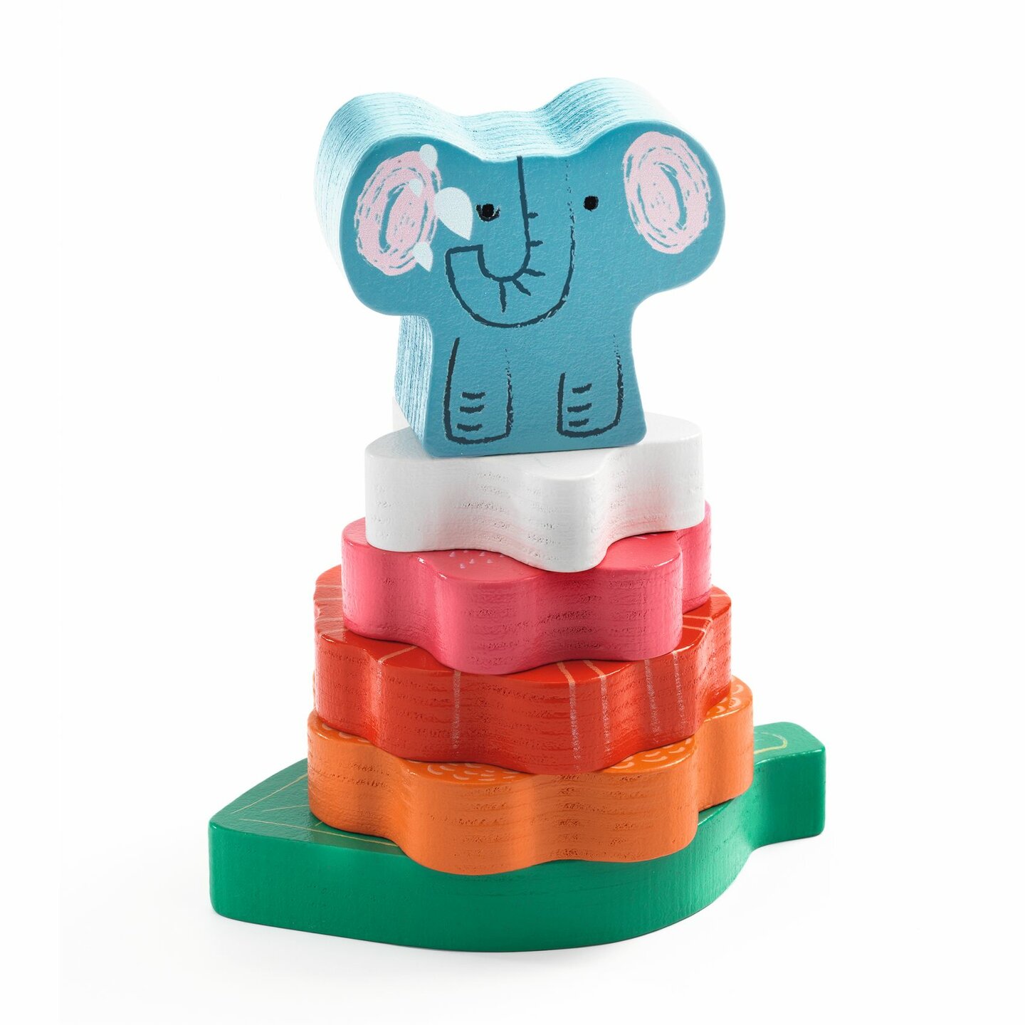 Djeco Houten Puzzel en Stapeltoren Puzz & Stack - Happy 18mnd+