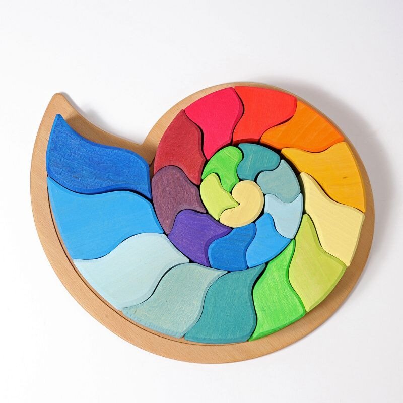Grimm's Puzzel blokken Ammonite - Slak | Speel je Wijs