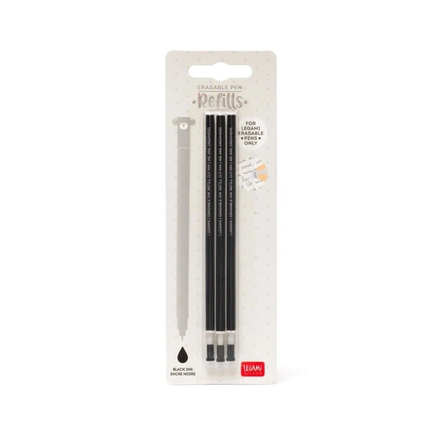 Legami Refills/ Navulling Uitwisbare/ Erasable Gelpen - Zwart | Speel je Wijs