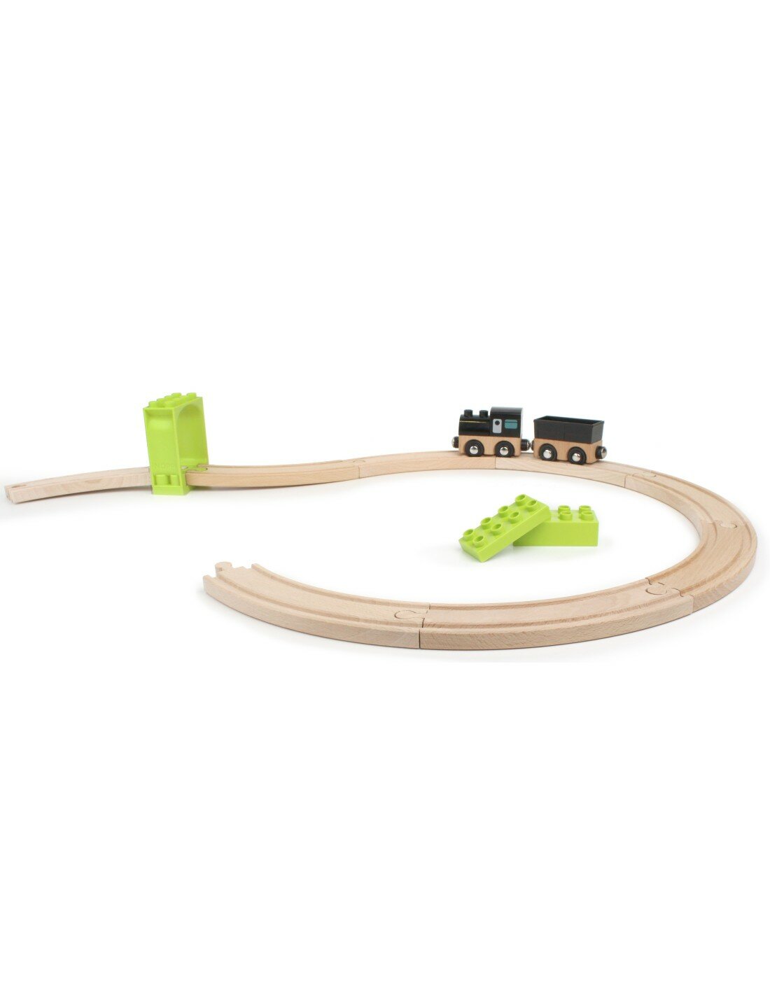 Noppi Railway - 8 grote gebogen houten rails | Speel je Wijs