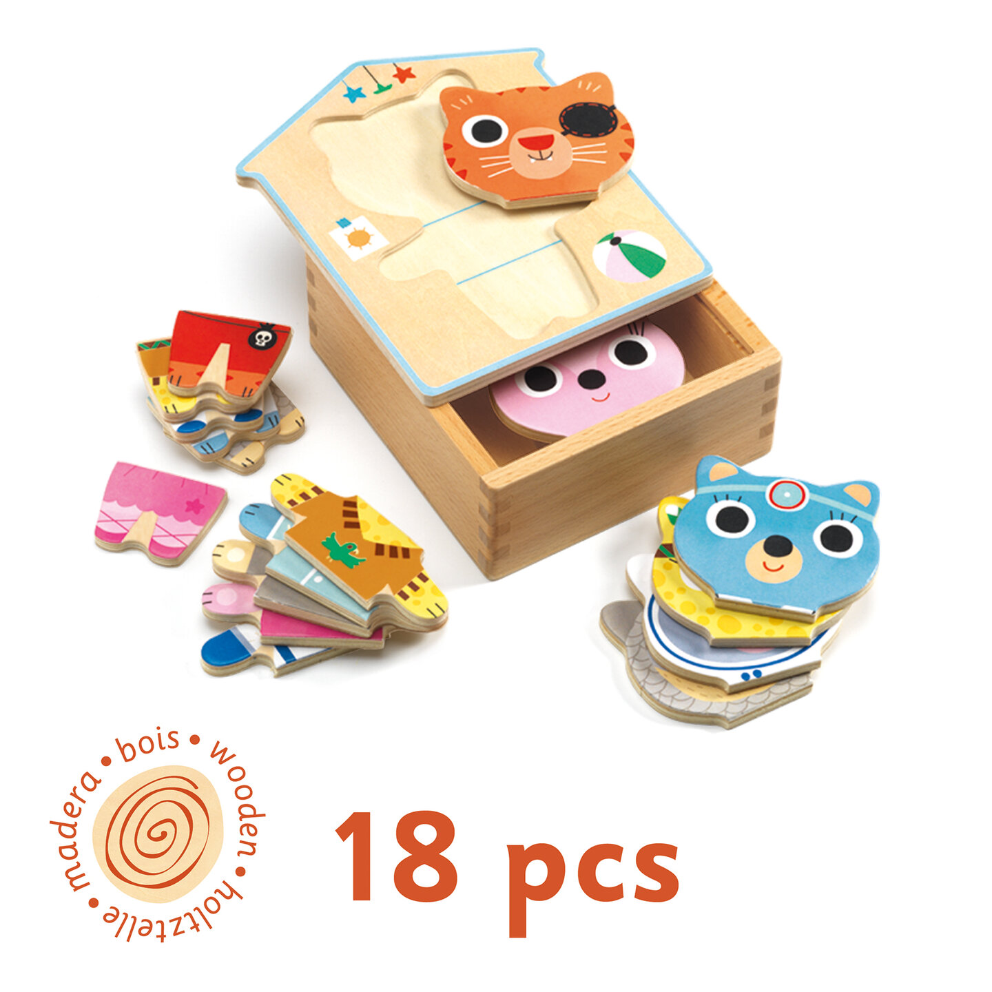Djeco Houten Puzzel - Dressup Mix 2+ | Speel je Wijs