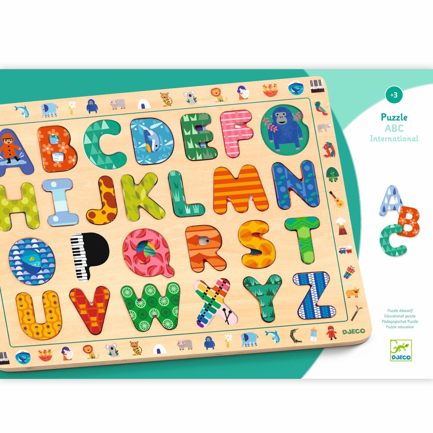 Djeco Houten Puzzel - ABC Puzzel Internationaal | Speel je Wijs