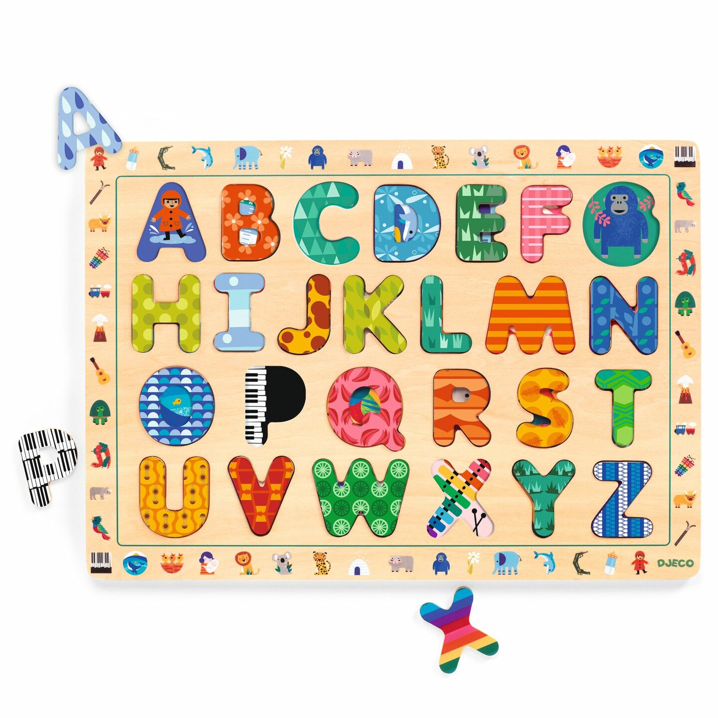 Djeco Houten Puzzel - ABC Puzzel Internationaal | Speel je Wijs