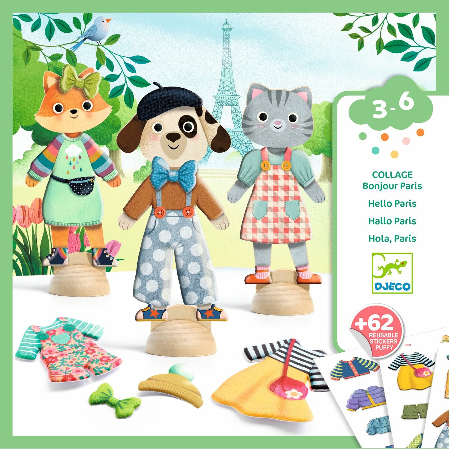 Djeco - Bonjour Paris Aankleedpoppetjes met Stickers | Speel je Wijs