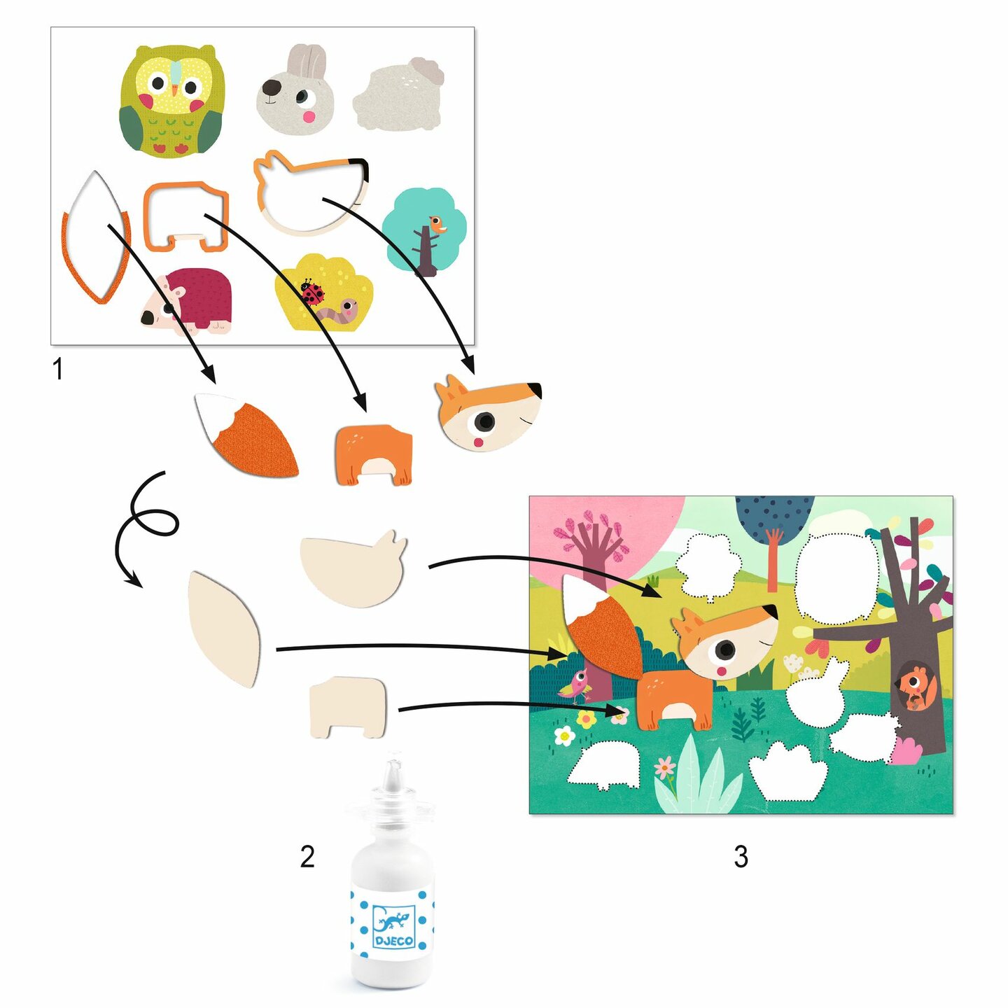 Djeco - Knutselset Mijn Eerste Collages Dierenvrienden | Speel je Wijs