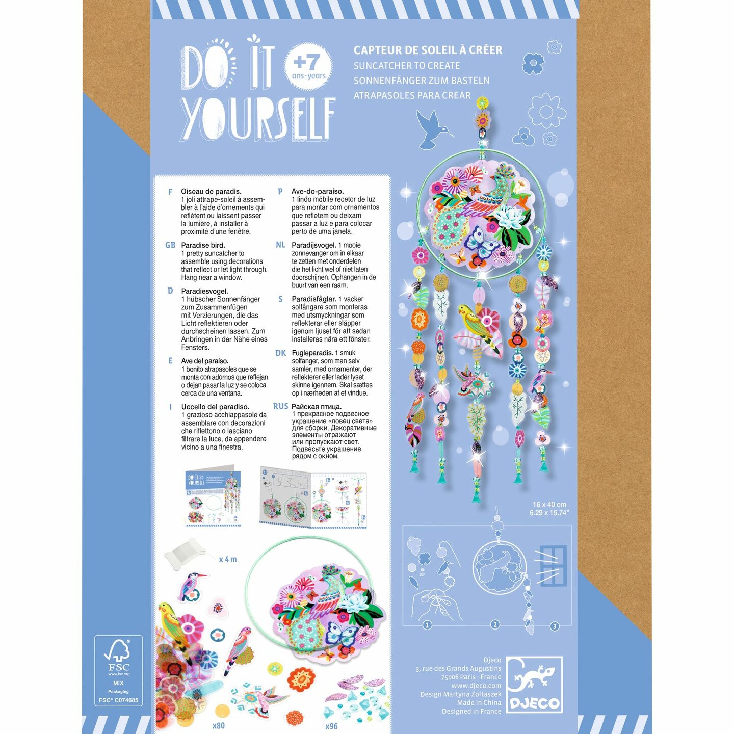 Djeco DIY Suncatcher maken - Paradise bird 7+| Speel je Wijs