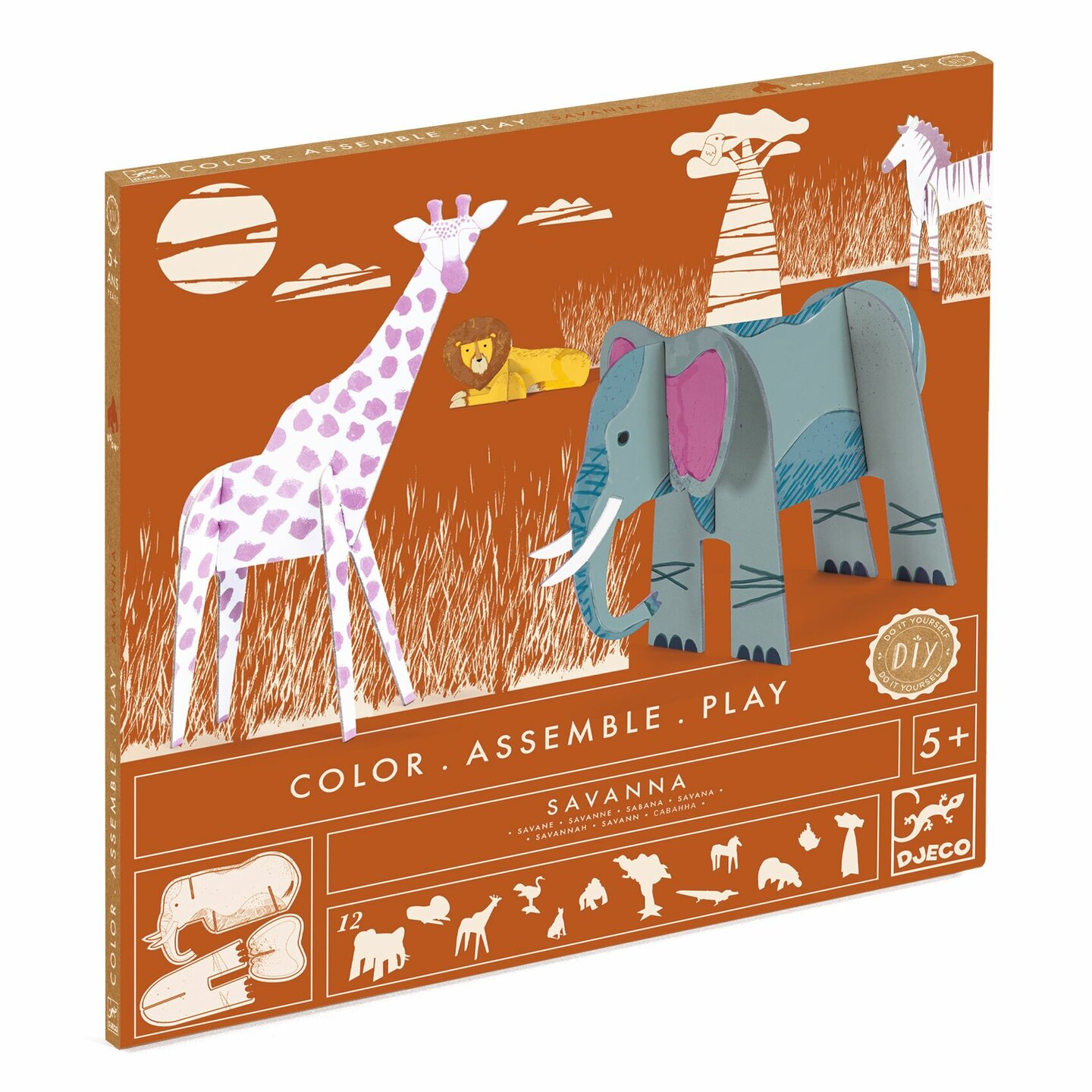 Djeco DIY Kleur, Bouw & Speel - Savanna 5+ | Speel je Wijs