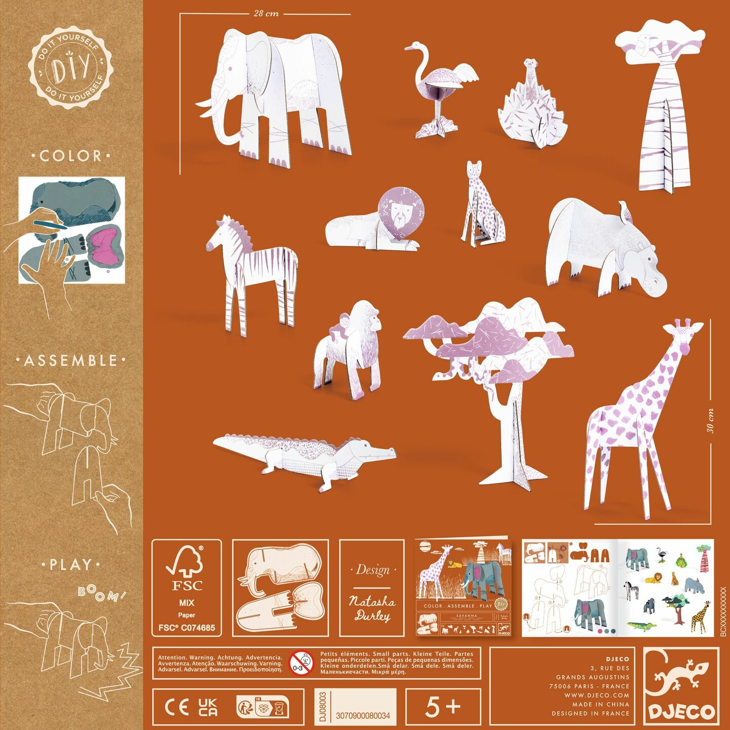 Djeco DIY Kleur, Bouw & Speel - Savanna 5+ | Speel je Wijs