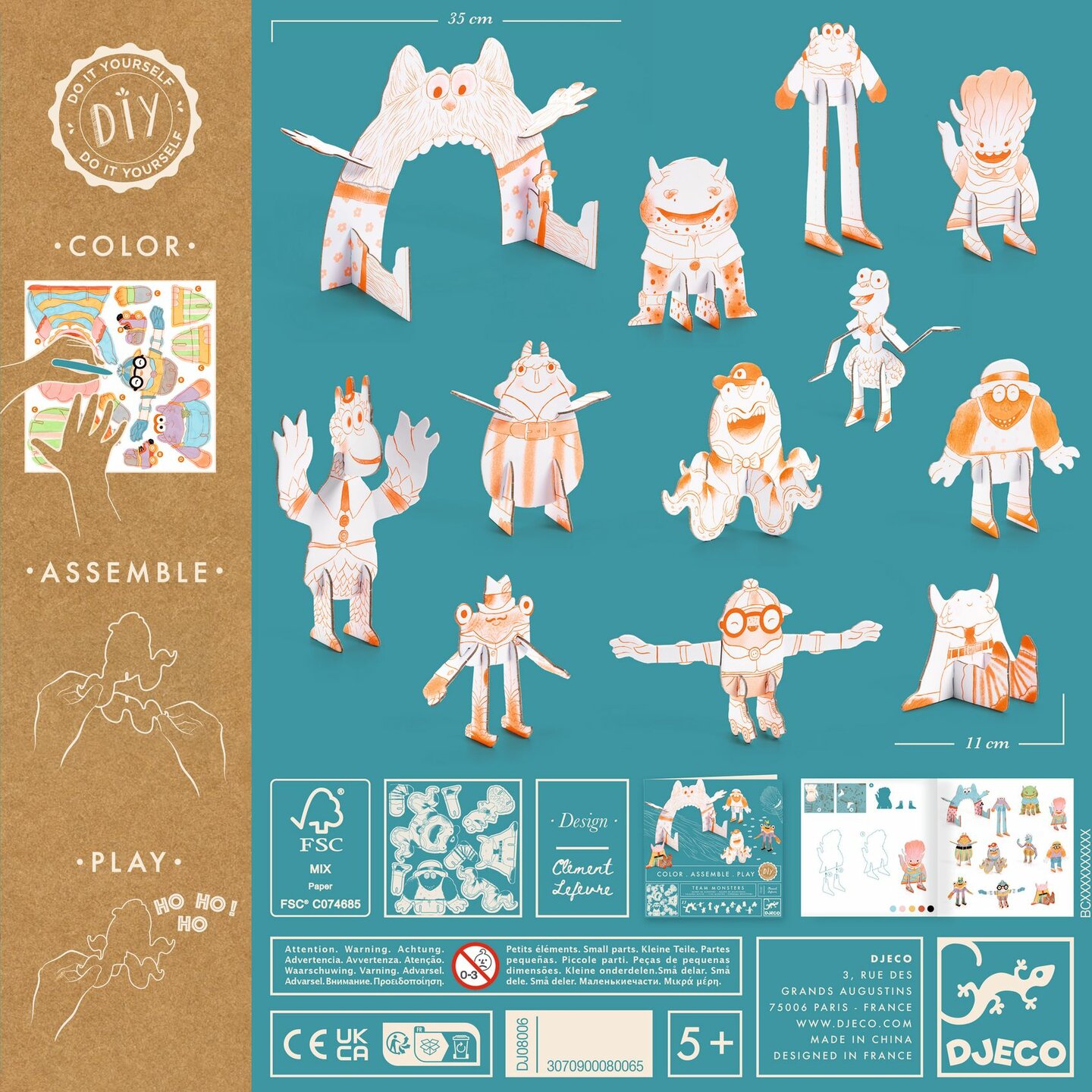 Djeco DIY Kleur, Bouw & Speel - Team Monsters 5+ | Speel je Wijs