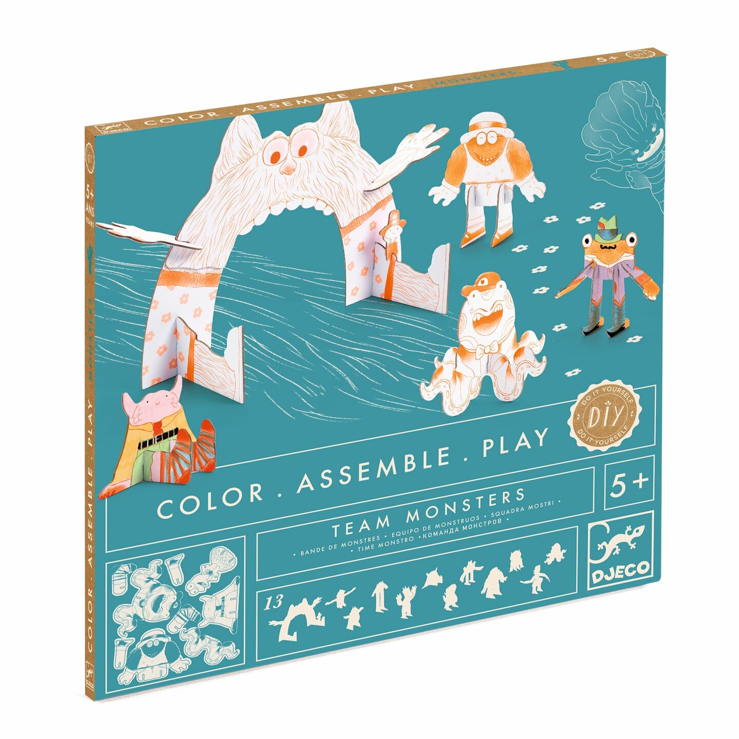 Djeco DIY Kleur, Bouw & Speel - Team Monsters 5+ | Speel je Wijs