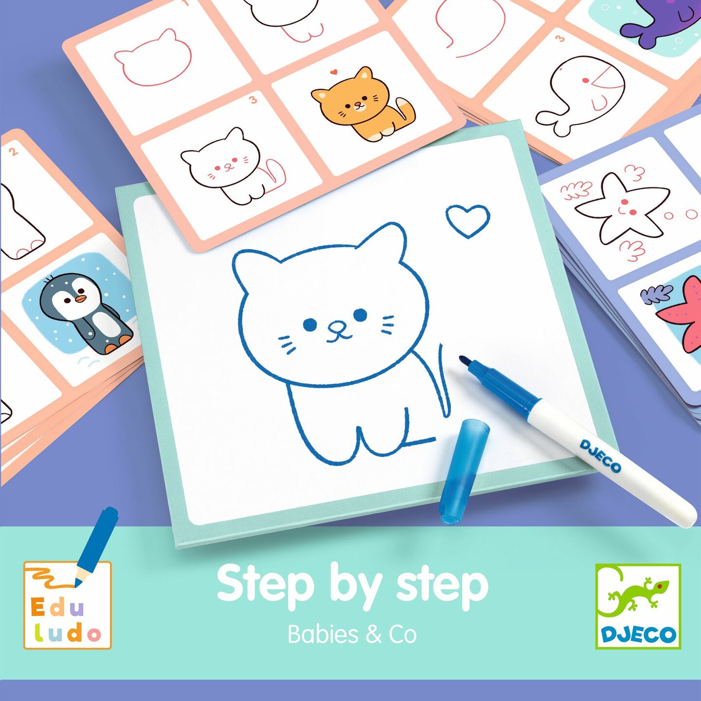 Djeco Eduludo Tekenkaarten Step by Step - Babies & Co 4-6 jaar | Speel je Wijs