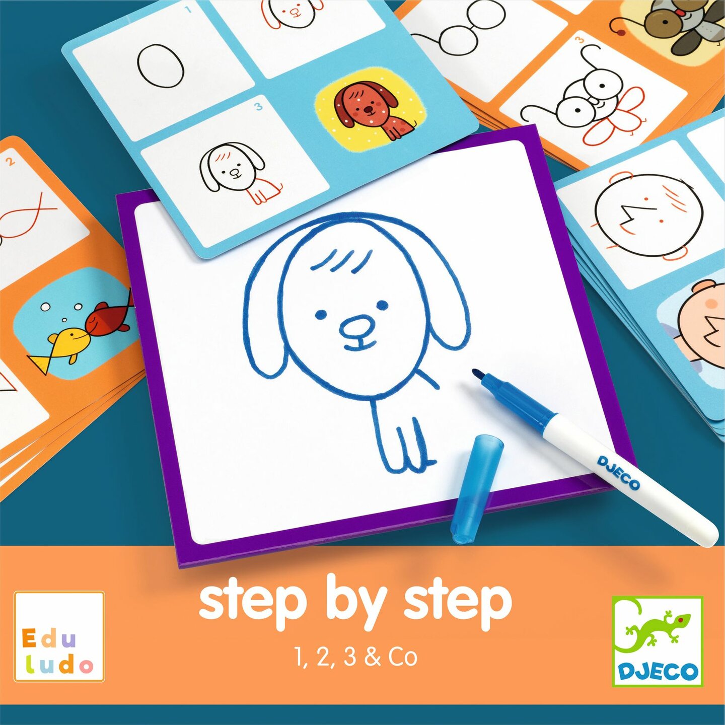 Djeco Eduludo tekenkaarten Step by Step - 1,2,3 & Co | Speel je Wijs
