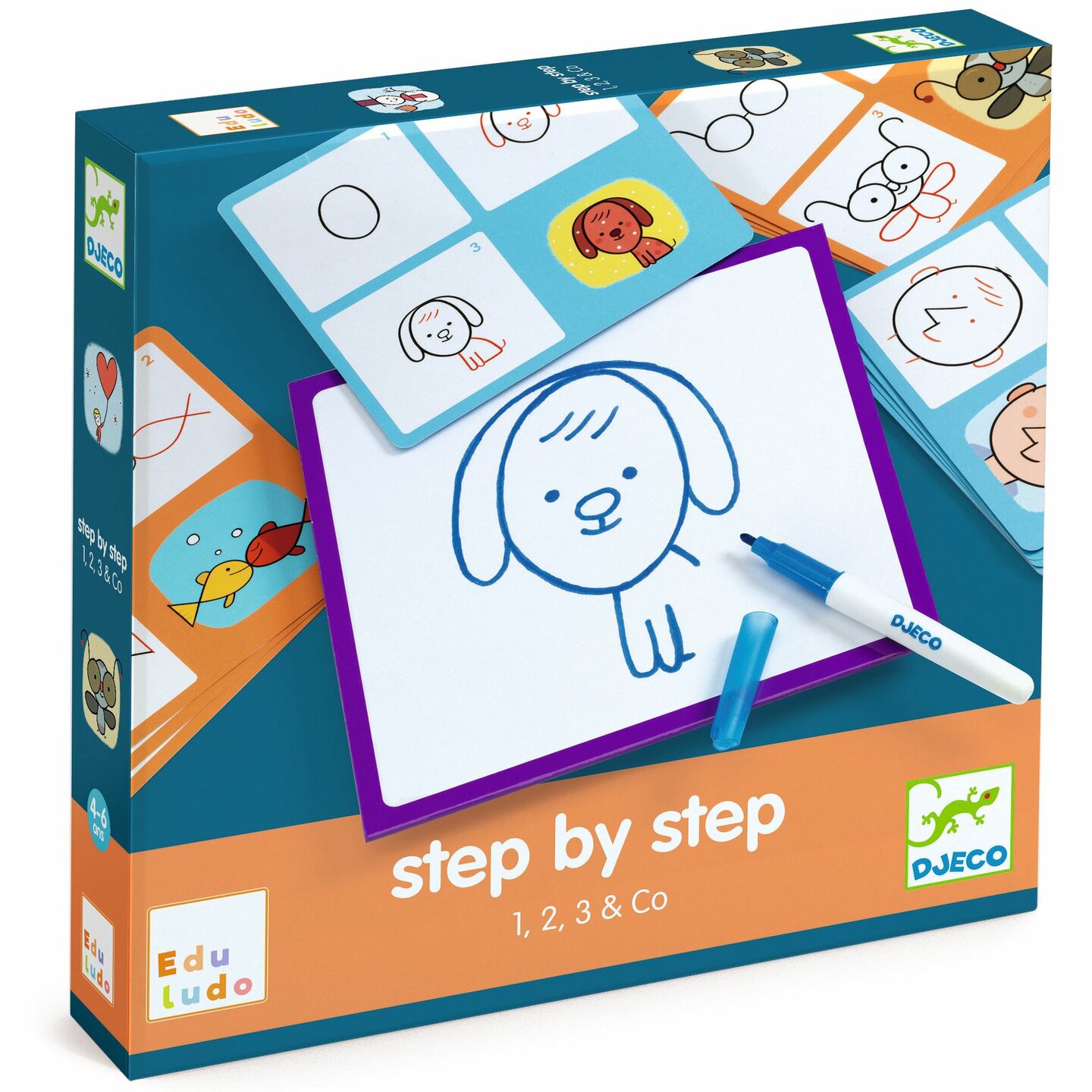 Djeco Eduludo tekenkaarten Step by Step - 1,2,3 & Co | Speel je Wijs