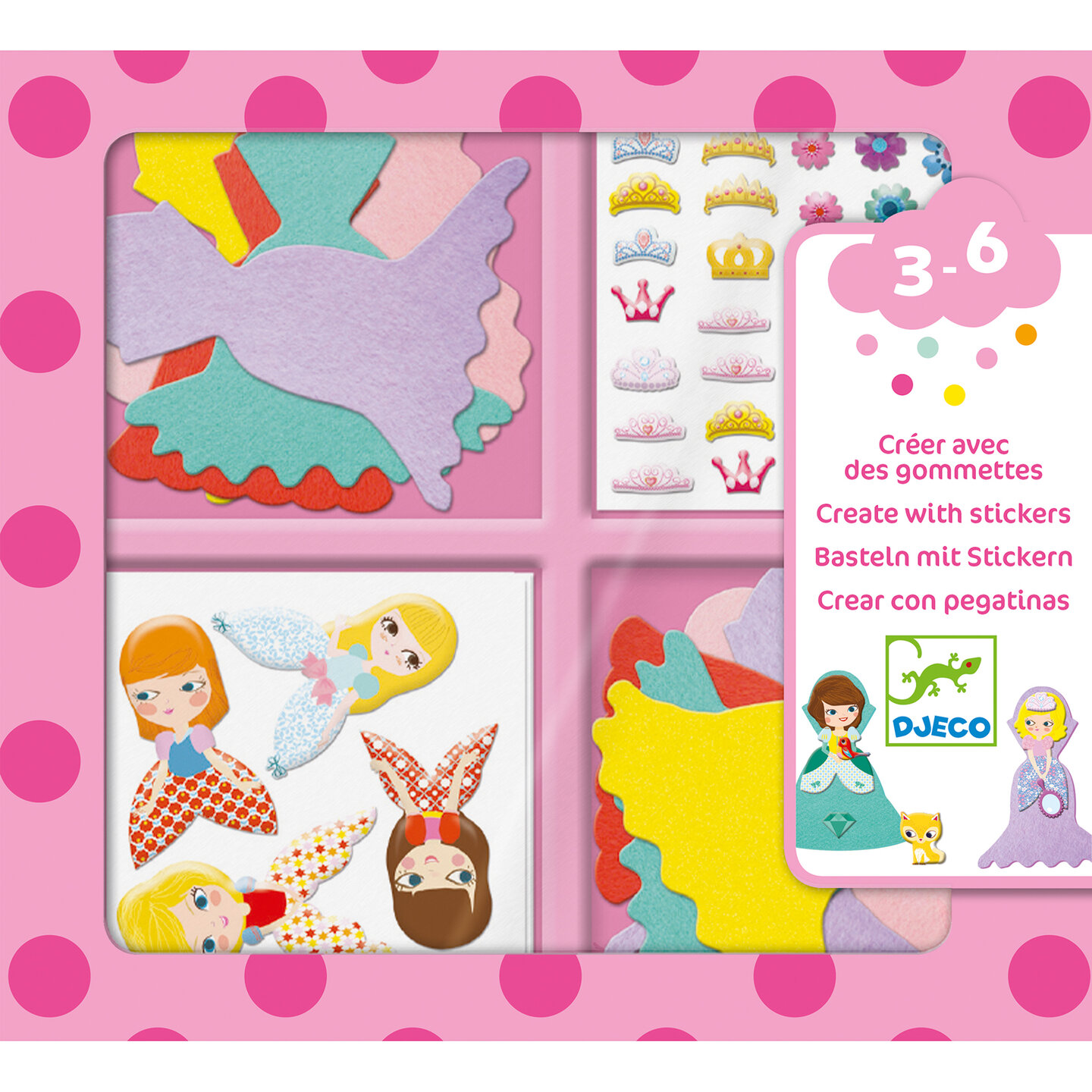 Djeco Knutselset - Creaties met Stickers - Ik hou van Prinsessen 3+ | Speel je Wijs