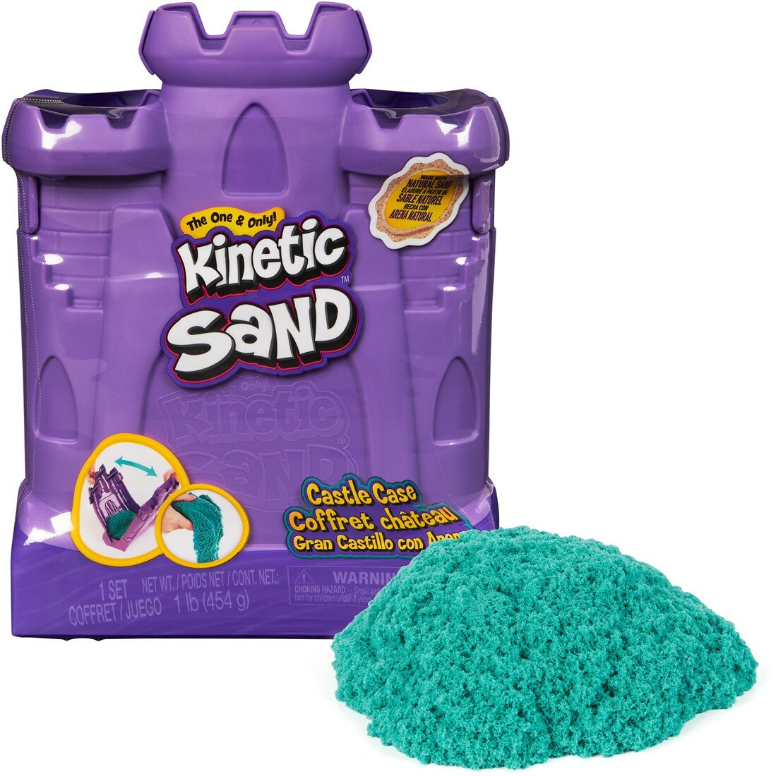 Kinetic Sand - Zandkasteelvorm met 453 gram Blauwgroen Speelzand | Speel je Wijs