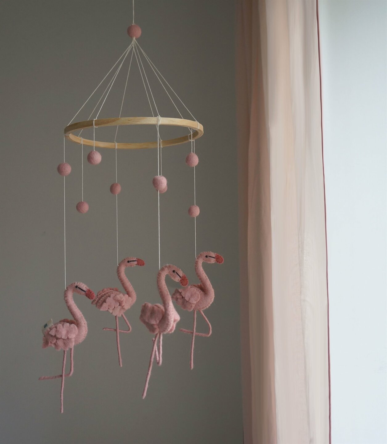 Gamcha Mobiel - Flamingo - Pink 100% wolvilt | Speel je Wijs