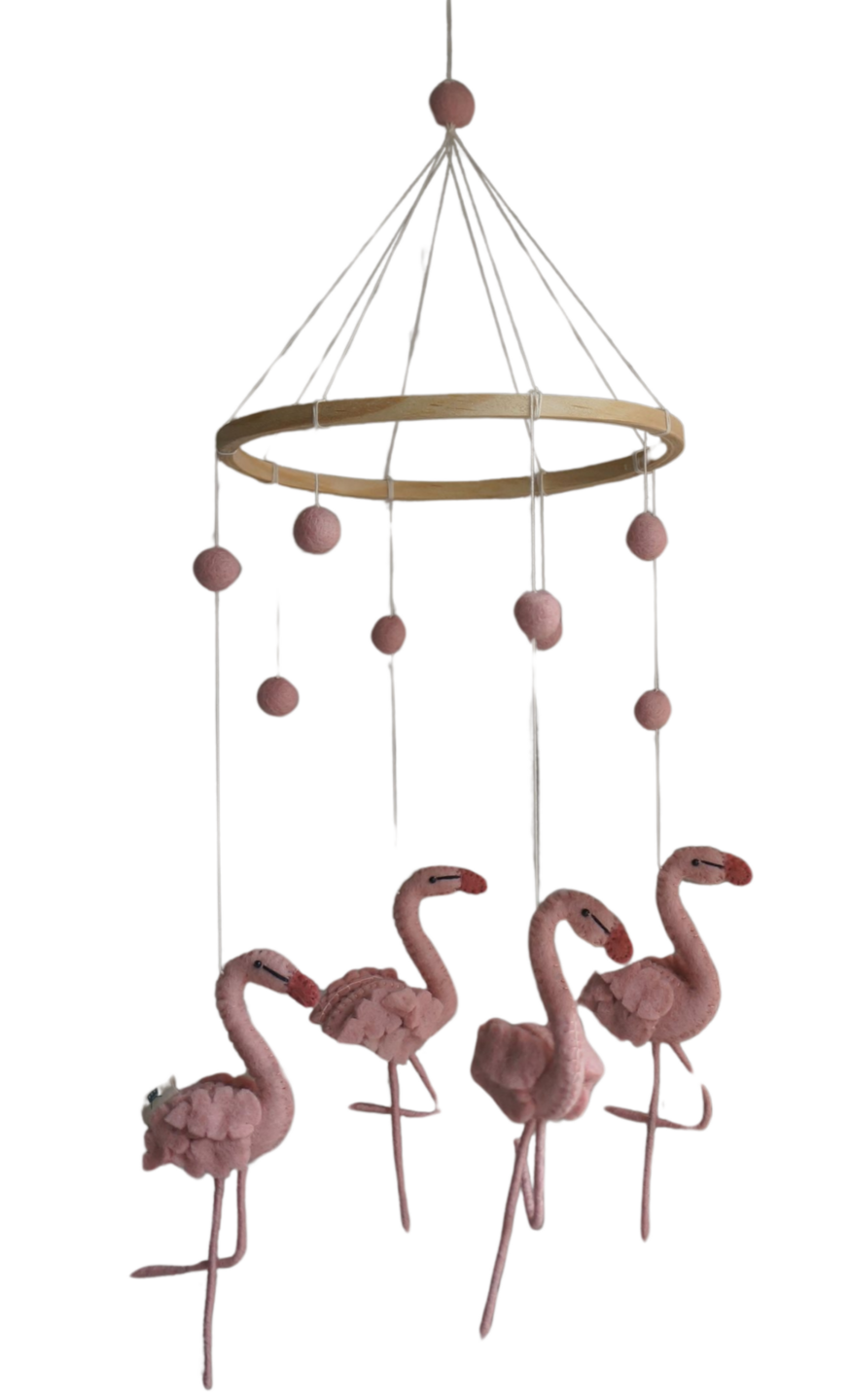 Gamcha Mobiel - Flamingo - Pink 100% wolvilt | Speel je Wijs