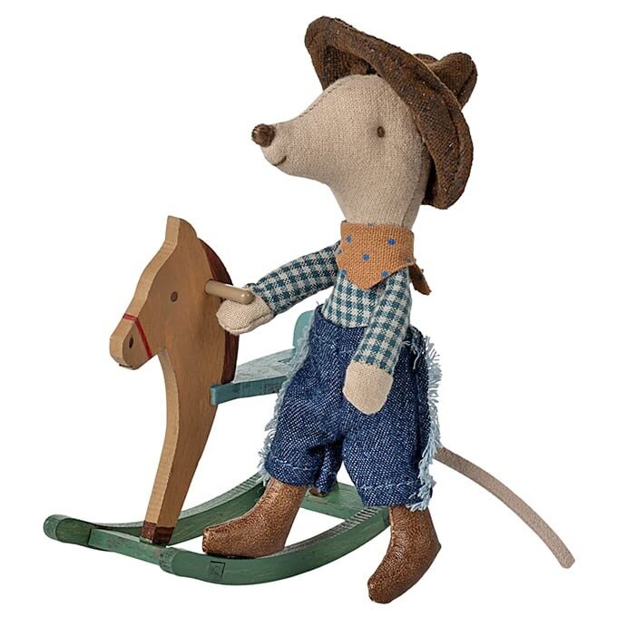 Maileg Cowboy Muis op hobbelpaard - Little brother | Speel je Wijs