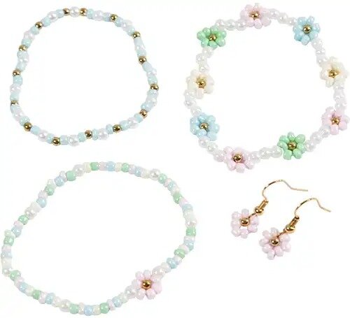 Mini Hobbyset Sieraden - Elastische Armbanden en Oorbellen Bloem| Speel je Wijs