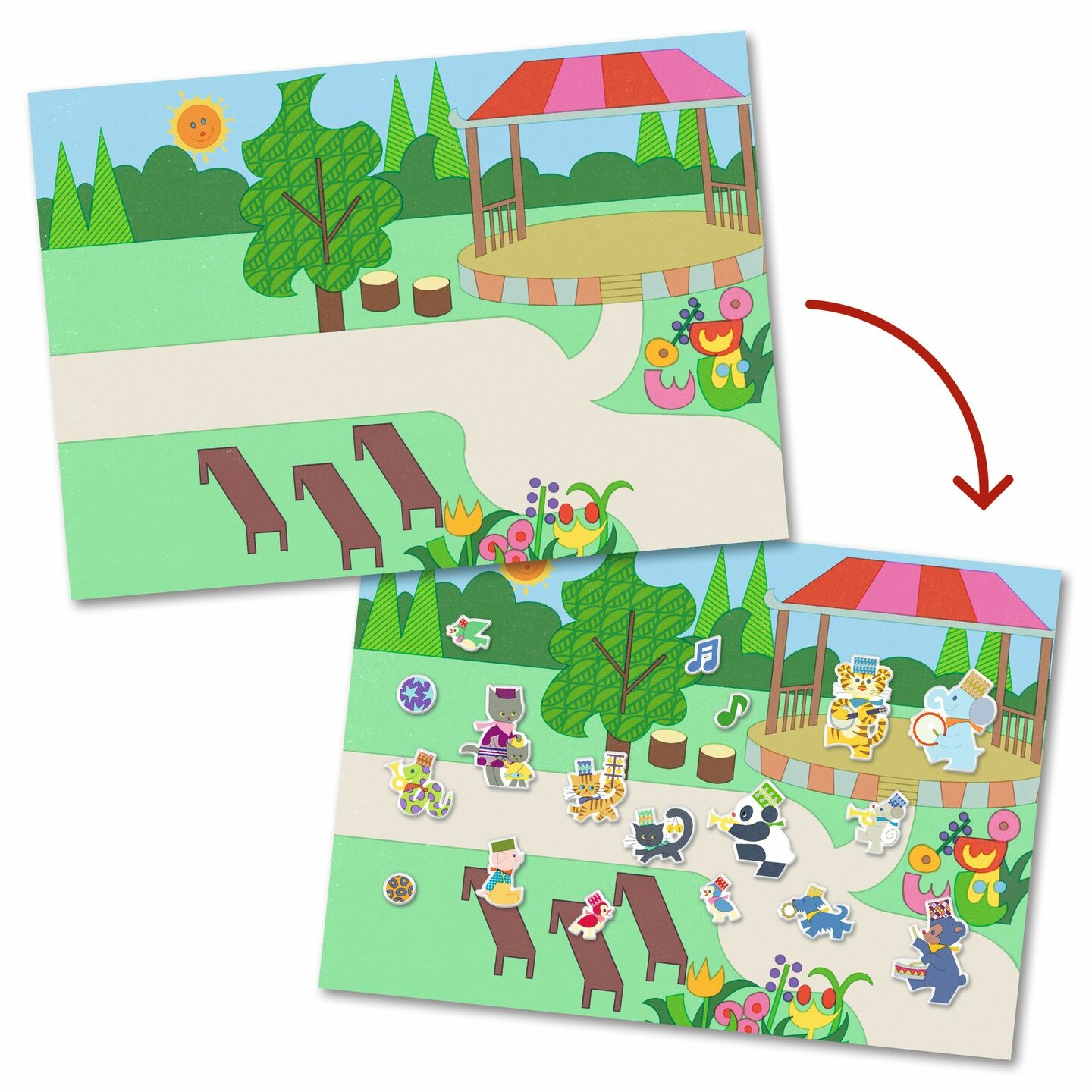 Djeco Herbruikbare Puffy Stickers - Fanfare | Speel je Wijs