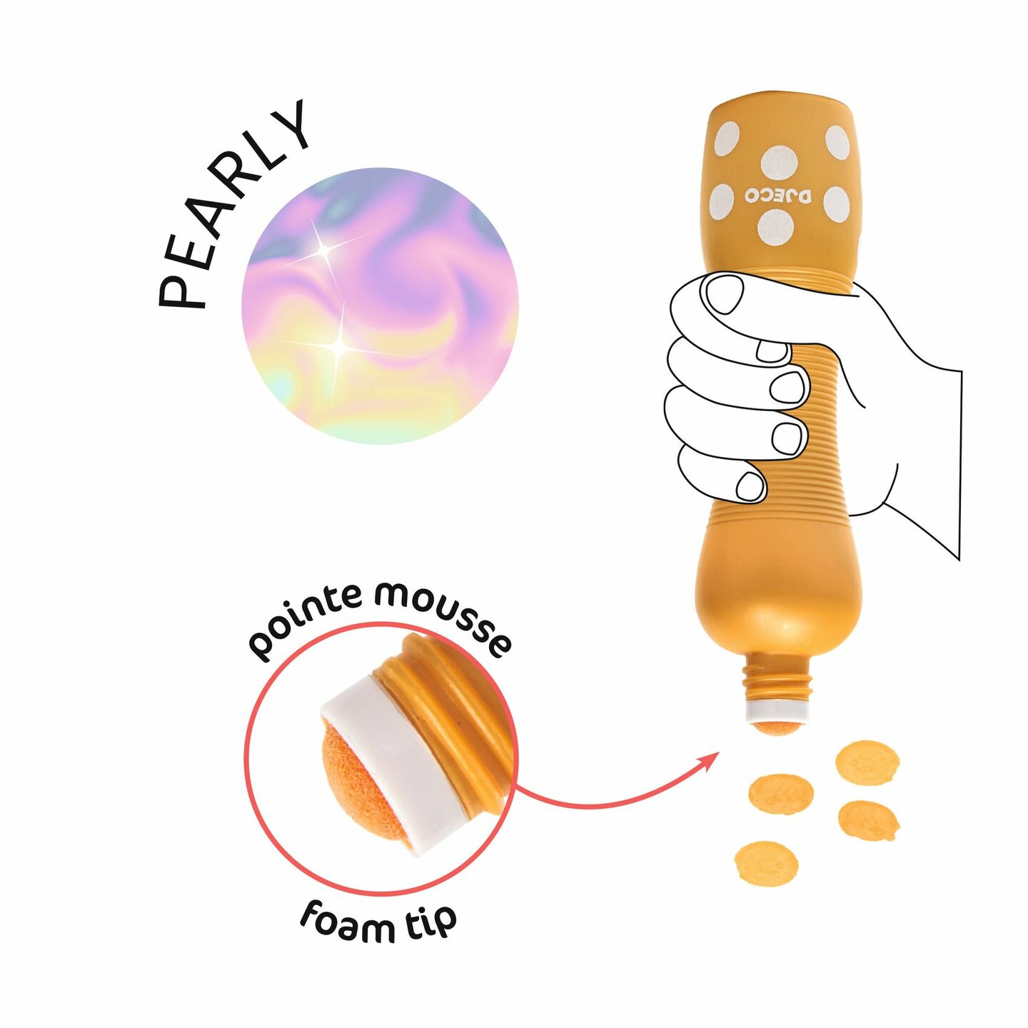 Djeco Foam Stempelstiften - Parelmoer | Speel je Wijs