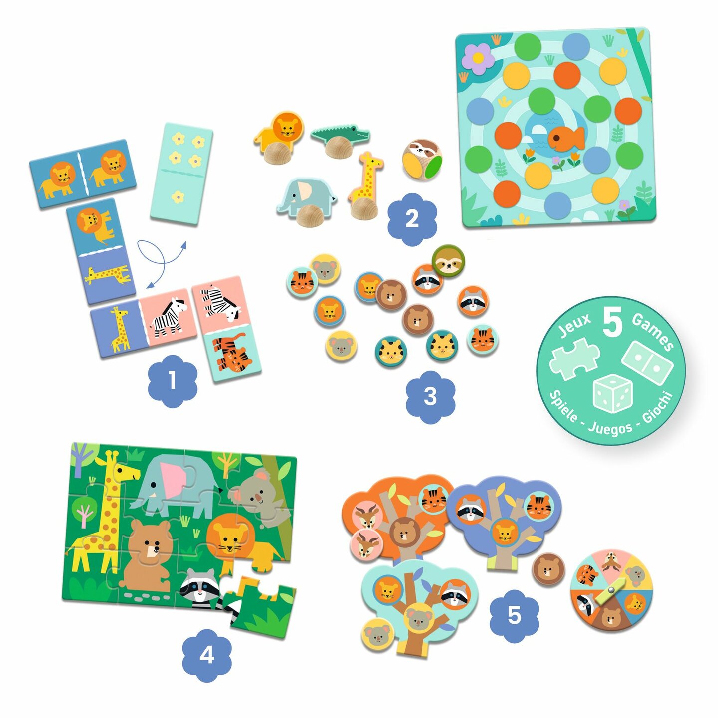 Djeco 5 SPELLEN - Wilde Dieren | Speel je Wijs
