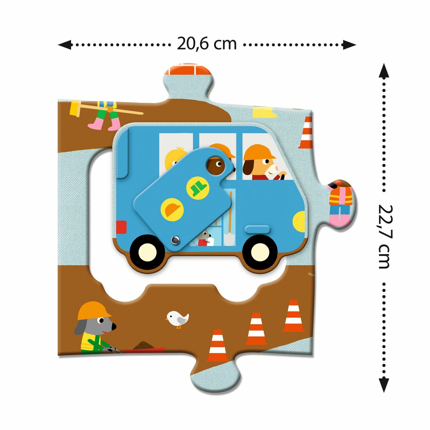 Djeco Puzzel Geant - de Bouwplaats - 12+5 stukjes | Speel je Wijs