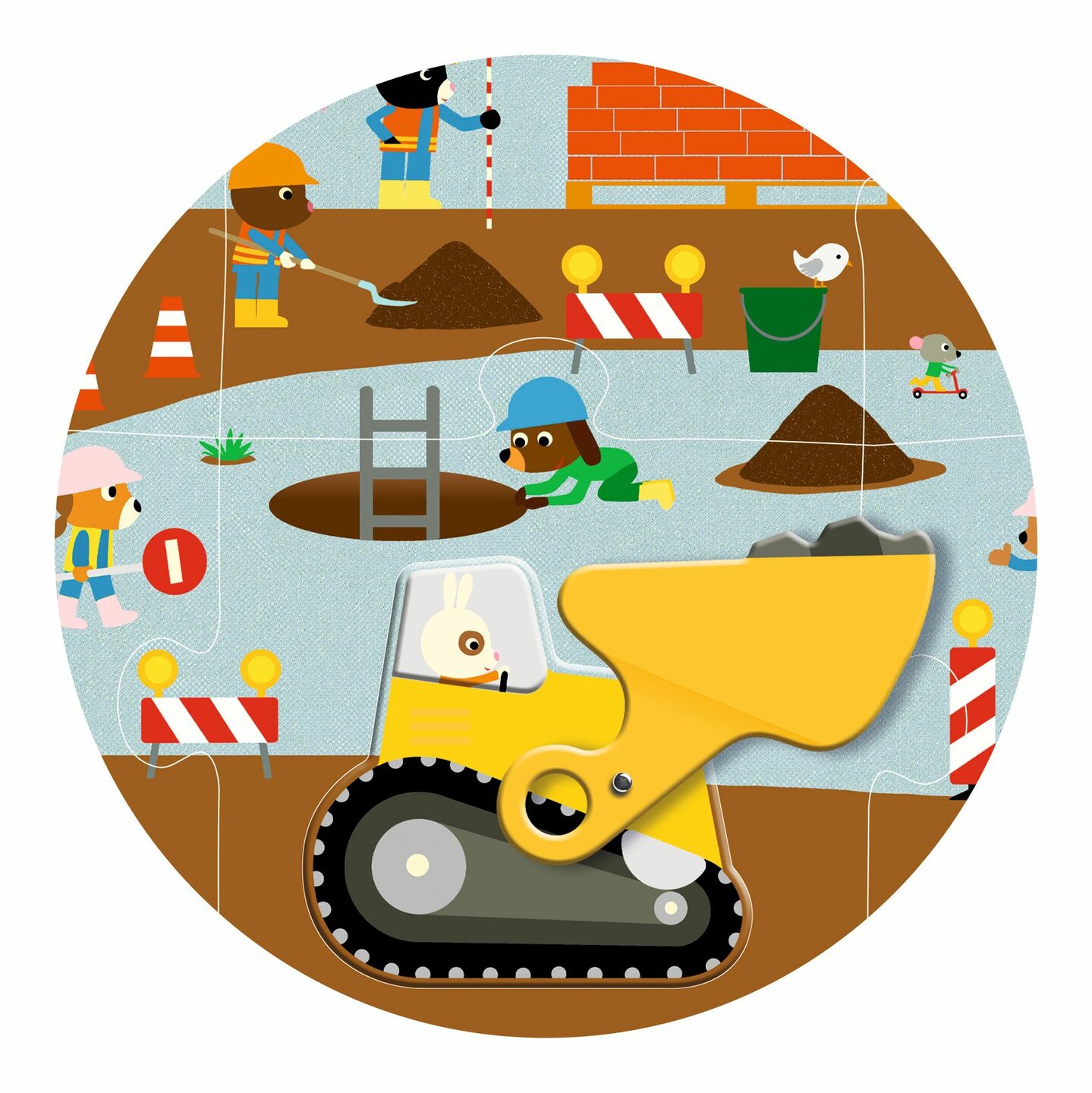 Djeco Puzzel Geant - de Bouwplaats - 12+5 stukjes | Speel je Wijs