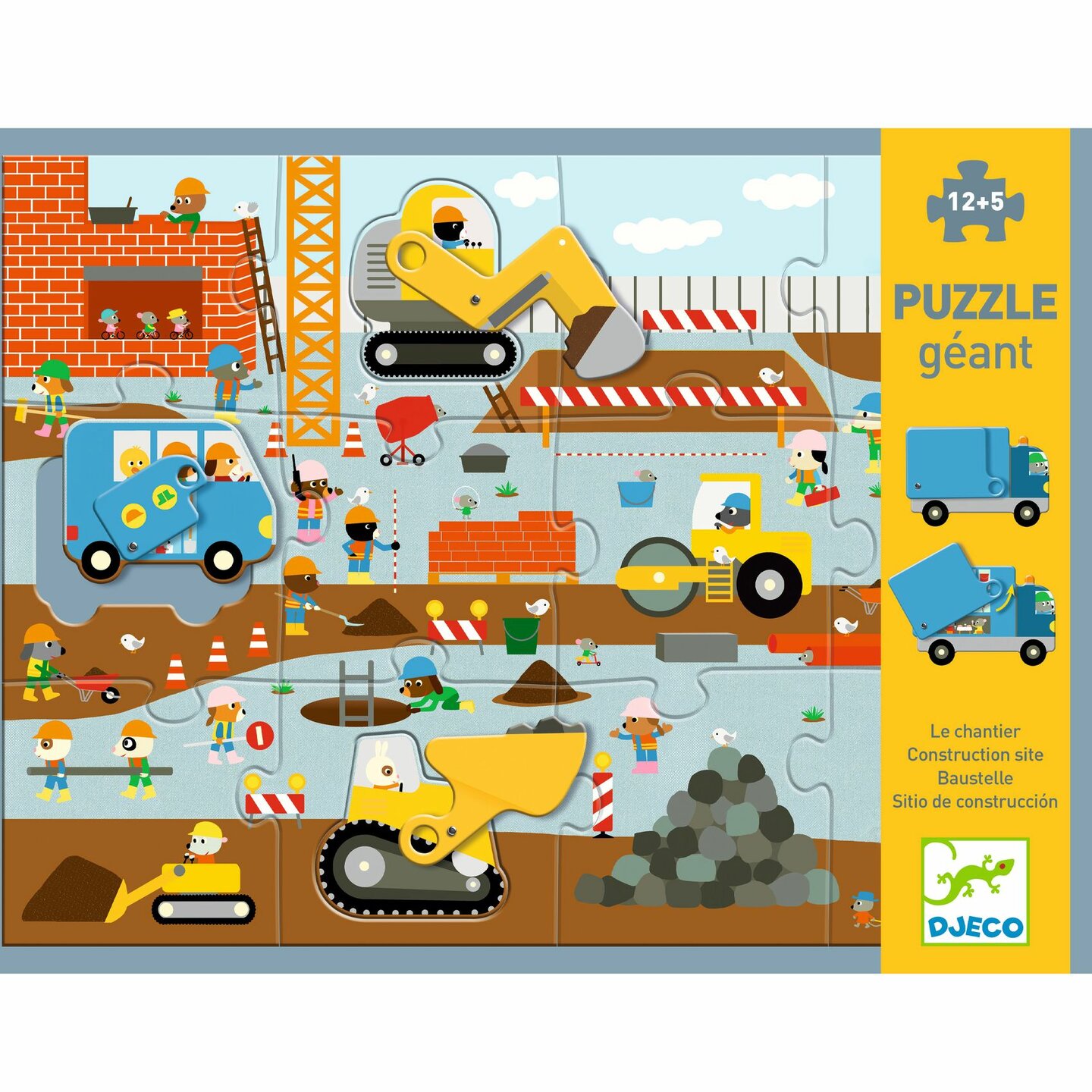 Djeco Puzzel Geant - de Bouwplaats - 12+5 stukjes | Speel je Wijs