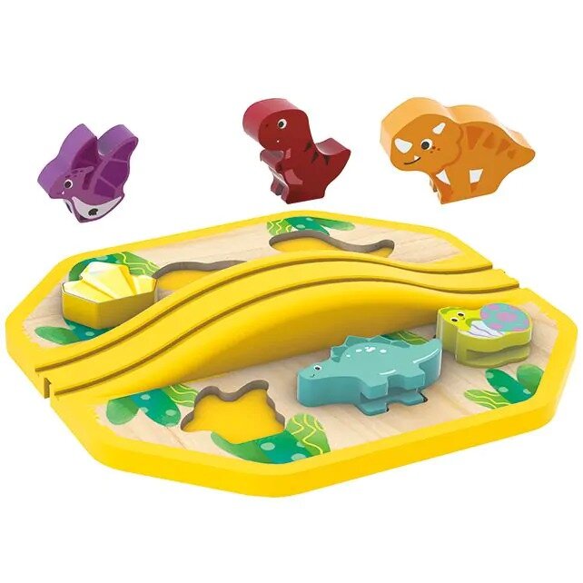 Hape Houten Treinbaan - Dinosaurus in opbergbox | Speel je Wijs