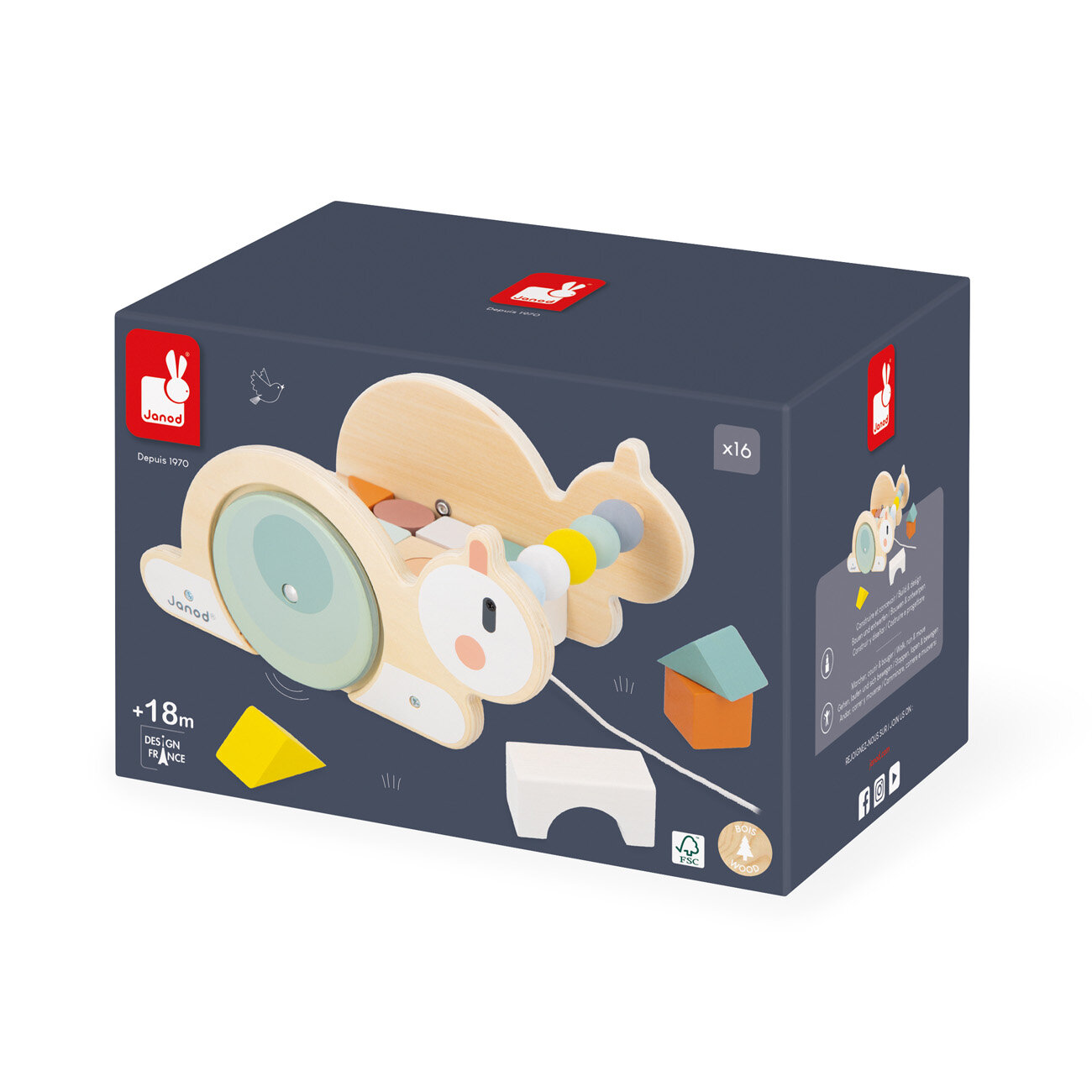 Janod Sweet Cocoon Slak met Blokken 18mnd+ | Speel je wijs