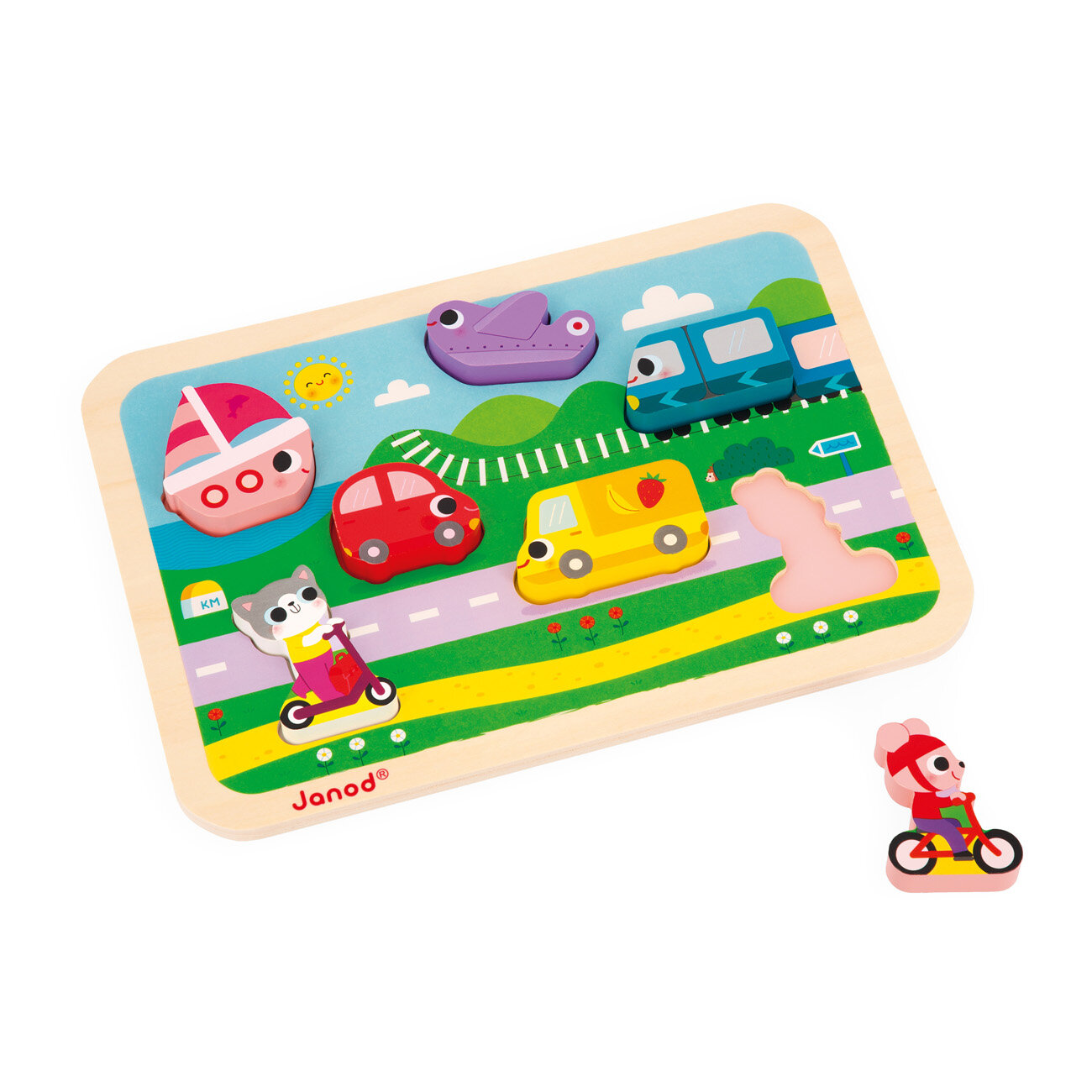 Janod Chunky Puzzel – Voertuigen 18mnd+| Speel je wijs