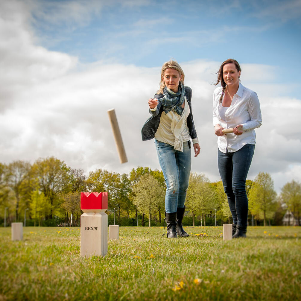 Bexx Kubb Original Rubberhout met Rode Koning| Speel je Wijs
