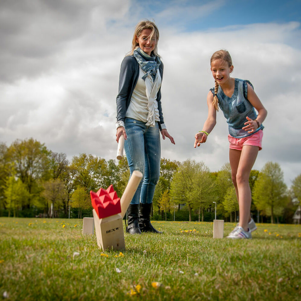 Bexx Kubb Original Rubberhout met Rode Koning| Speel je Wijs