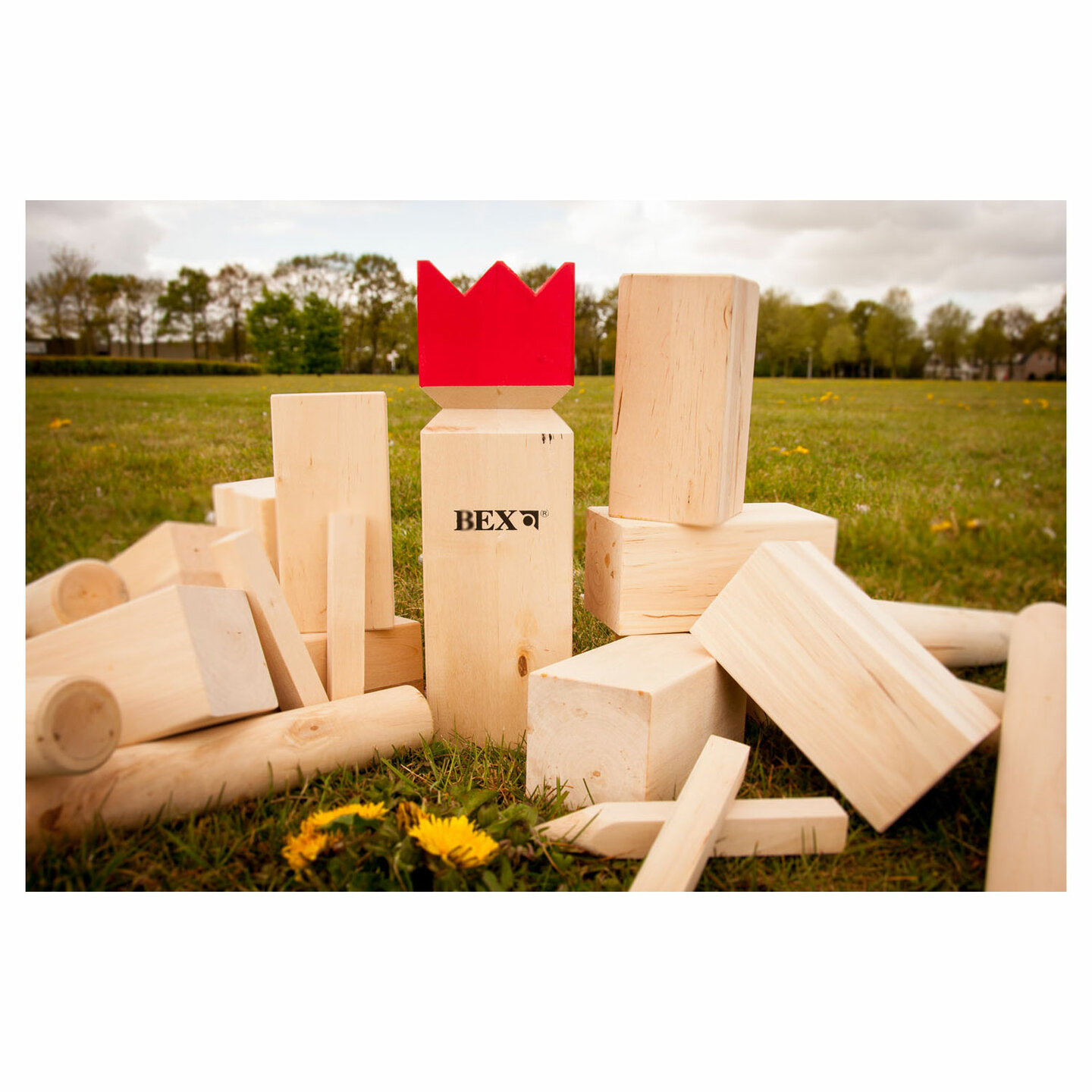 Bexx Kubb Original Rubberhout met Rode Koning| Speel je Wijs