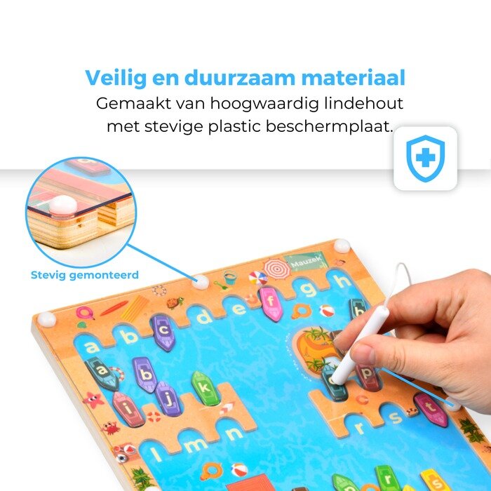 Mauzek Magnetisch Doolhof Alfabet 3 tm 6 jaar| Speel je Wijs