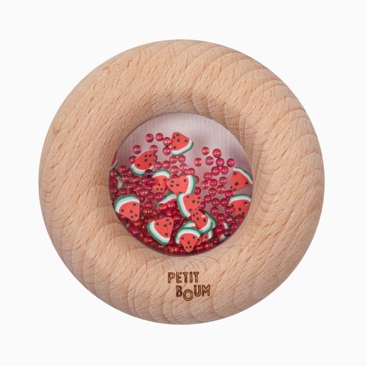 Petit Boum Sensorische Rammelaar en Bijtring - Donut Watermeloen | Speel je Wijs