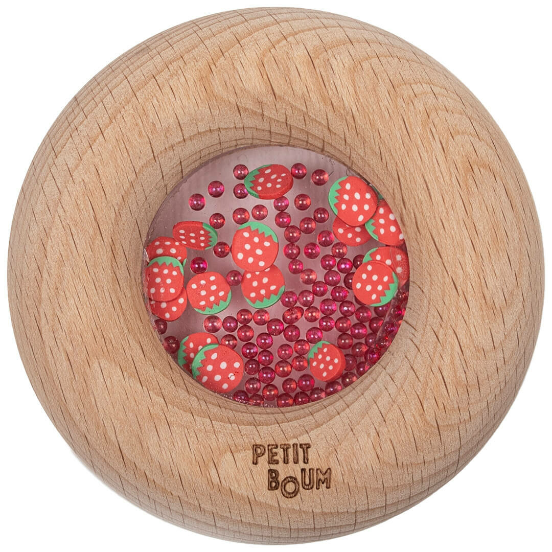 Petit Boum Sensorische Rammelaar en Bijtring - Donut Aardbeien | Speel je Wijs
